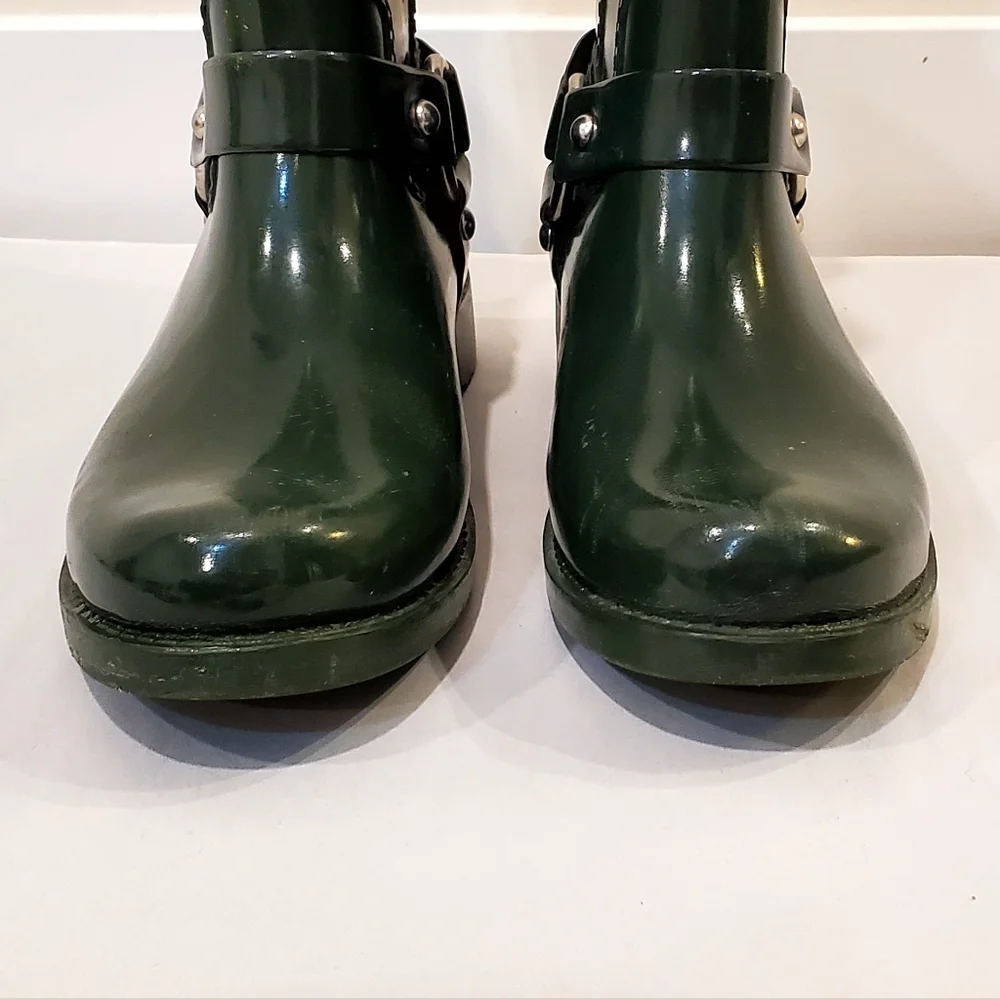 Michael Kors Forest Green Stormy Short Rain Boots, Wms 9, Good Cond.